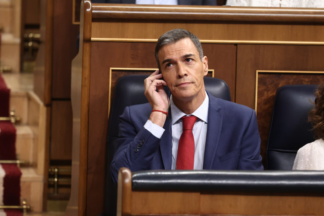 El presidente del Gobierno, Pedro Sánchez, durante una sesión de control al Gobierno en el Congreso de los Diputados, a 17 de septiembre de 2025, en Madrid (España).