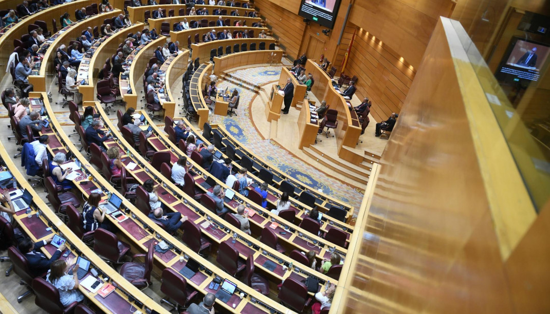 Archivo - Vista aérea del pleno del Senado.