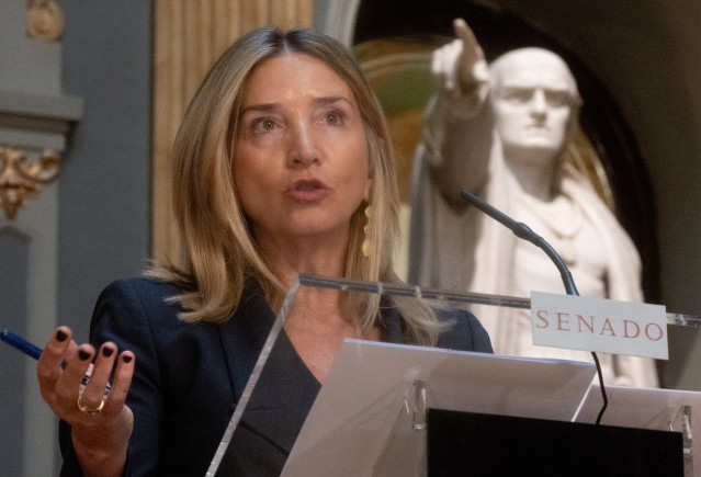 Archivo - La portavoz del PP en el Senado, Alicia García, durante una rueda de prensa, en el Senado, a 4 de diciembre de 2024, en Madrid (España).