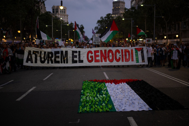 Cientos de personas durante una nueva protesta propalestina.