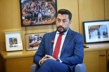 El portavoz del PP en la Asamblea de Madrid, Carlos Díaz-Pache, durante una entrevista con Europa Press.