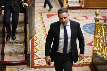 El líder de Vox, Santiago Abascal, durante una sesión plenaria en el Congreso de los Diputados, a 16 de septiembre de 2025, en Madrid (España).