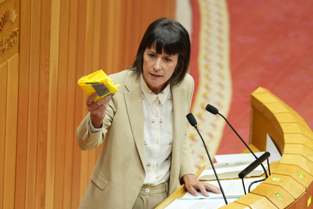 El portavoz del grupo parlamentario de BNG, Ana Pontón, comparece en el Parlamento gallego, a 9 de septiembre de 2025, en Santiago de Compostela, A Coruña, Galicia (España).