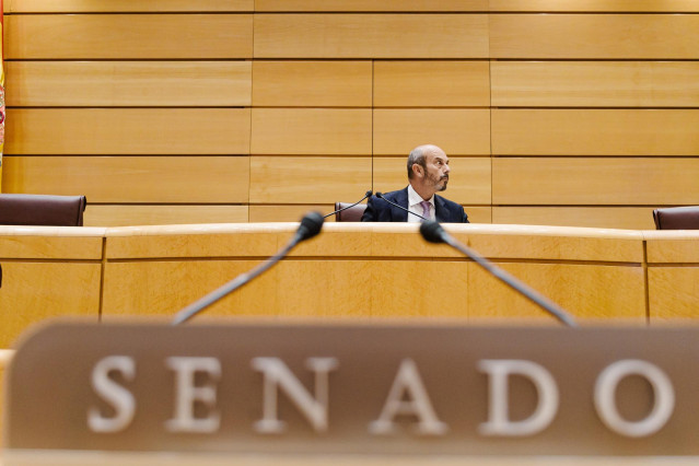 El presidente del Senado, Pedro Rollán, durante una sesión de control al Gobierno en el Senado, a 16 de septiembre de 2025, en Madrid (España).