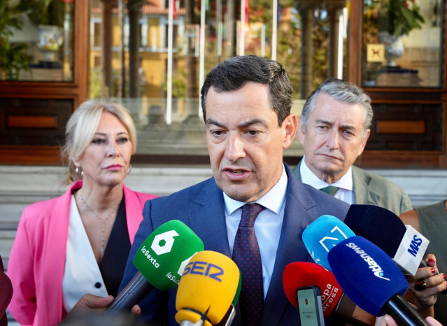 El presidente de la Junta de Andalucía, Juanma Moreno, este lunes en Sevilla