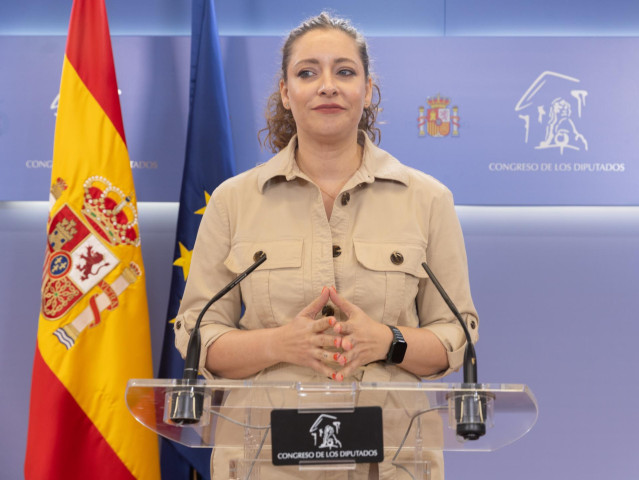 La portavoz del PP en el Congreso, Ester Muñoz, durante una rueda de prensa posterior a la Junta de Portavoces, enel Congreso