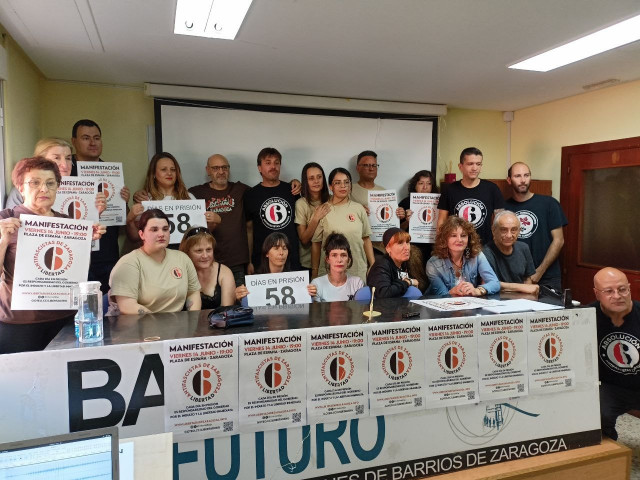 Archivo - Rueda de prensa de los seis de Zaragoza