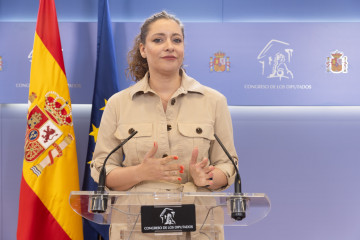 La portavoz del PP en el Congreso, Ester Muñoz, durante una rueda de prensa posterior a la Junta de Portavoces, enel Congreso de los Diputados, a 16 de septiembre de 2025, en Madrid (España).