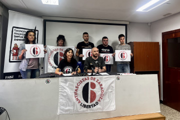 Rueda de prensa de la plataforma 'Libertad 6 de Zaragoza', tras conocerse los dos indultos.