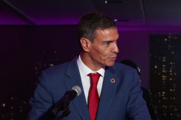 El presidente del Gobierno, Pedro Sánchez, en su discurso  durante la iniciativa 