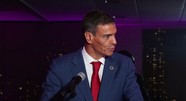 El presidente del Gobierno, Pedro Sánchez, en su discurso  durante la iniciativa 