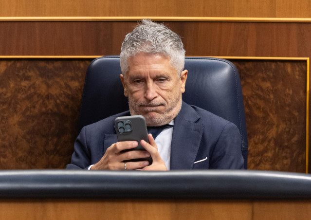 El ministro de Interior, Fernando Grande-Marlaska, durante una sesión plenaria en el Congreso de los Diputados
