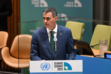 El presidente del Gobierno, Pedro Sánchez, ha intervenido en el evento de alto nivel sobre Acción Climática preparatorio de la próxima COP30 de Belém (Brasil), que se ha celebrado  en la sede de 
