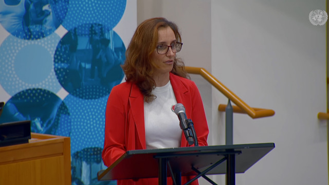 La ministra de Sanidad, Mónica García, en la sesión plenaria de la 4ª Reunión de Alto Nivel sobre la prevención y el control de las enfermedades no transmisibles y la promoción de la salud mental y el bienestar, en la Asamblea General de Naciones Unidas.