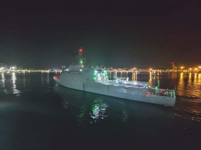 El buque de acción marítima 'Furor' zarpa desde el puerto de Cartagena, en Murcia, rumbo a prestar apoyo a los barcos que integran la Global Sumud Flotilla que se dirige a Gaza.