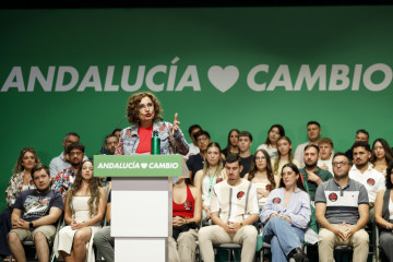 La vicepresidenta primera y ministra de Hacienda y secretaria general del PSOE-A, María Jesús Montero, este sábado en un acto público en Maracena (Granada).