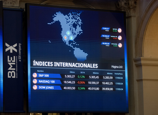 Archivo - Un panel del Ibex 35, en el Palacio de la Bolsa, a 20 de mayo de 2024, en Madrid (España).