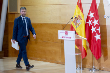 El consejero de la Presidencia, Miguel Ángel García, durante una rueda de prensa,