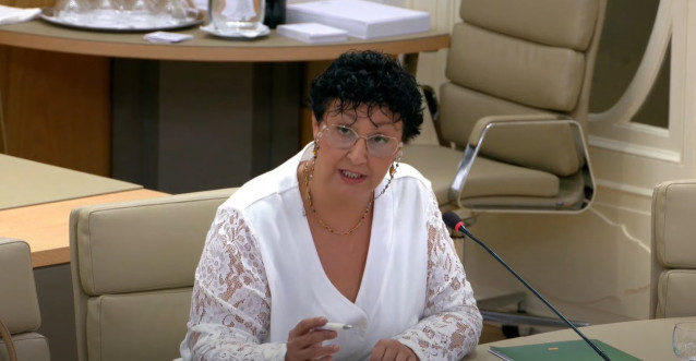 La diputada de Vox María José Verdú interviene en la Comisión de Turismo, Cultura, Deportes, Trabajo, Función Pública y Diálogo Social.