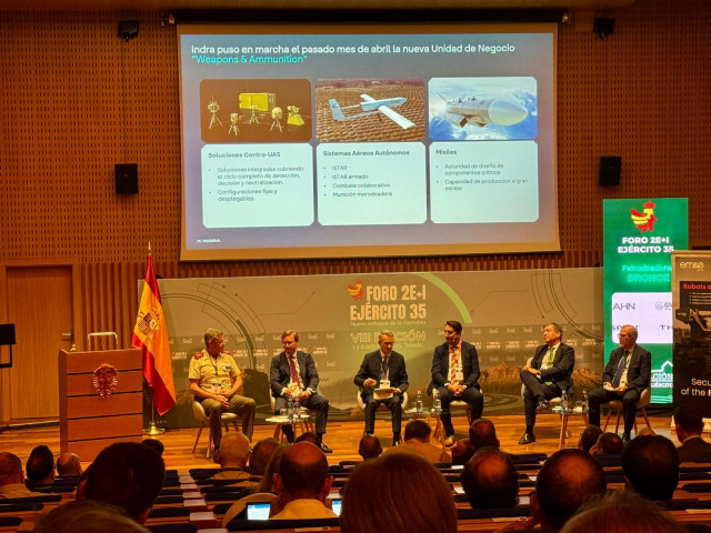Indra presenta sus drones, sistemas antidrón y radares de vanguardia críticos en el 'Foro 2E+I Ejército 35'.