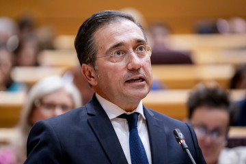 El ministro de Asuntos Exteriores, Unión Europea y Cooperación, José Manuel Albares, interviene durante una sesión de control al Gobierno, en el Senado, a 9 de septiembre de 2025, en Madrid (Espa