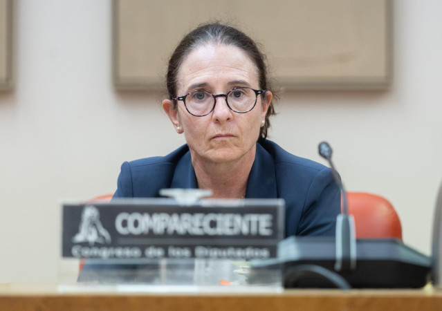 La directora del Departamento de Seguridad Nacional del Gabinete de la Presidencia del Gobierno, Loreto Gutiérrez Hurtado, comparece en la Comisión Mixta de Seguridad Nacional, en el Congreso, a 6 de octubre de 2025, en Madrid (España).