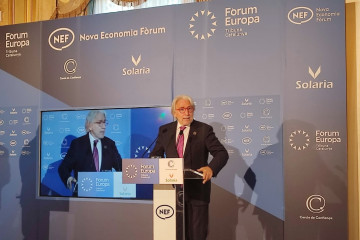 El presidente de Foment del Treball, Josep Sánchez Llibre, en un desayuno informativo organizado por el Fòrum Europa Tribuna Catalunya.