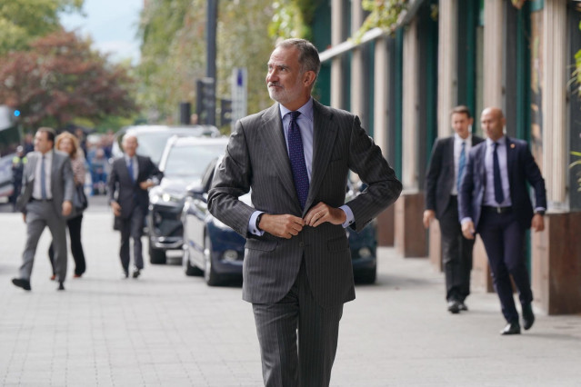 El Rey Felipe VI, a su llegada a la clausura de la IX Cumbre Global de la Alianza para el Gobierno Abierto