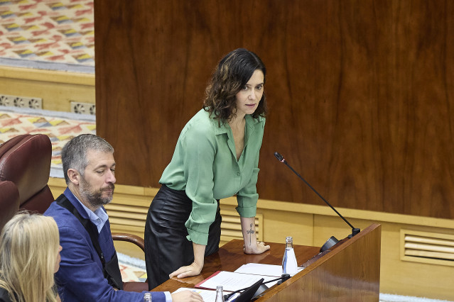 ´La presidenta de la Comunidad de Madrid, Isabel Díaz Ayuso, interviene durante el pleno de la Asamblea de Madrid.