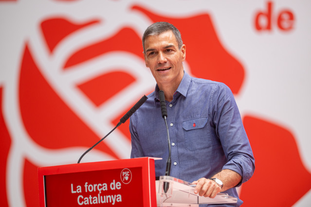 El presidente del Gobierno, Pedro Sánchez, en un acto del PSC