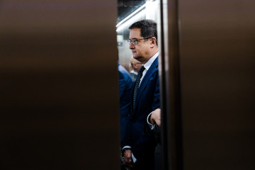 El ministro para la Transformación Digital y de la Función Pública, Óscar López, durante el acto de inauguración institucional del nuevo Hub Tecnológico de ING, a 13 de octubre de 2025, en Madr