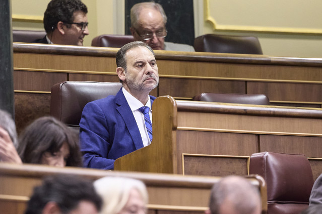 El diputado José Luis Ábalos, durante una sesión plenaria en el Congreso