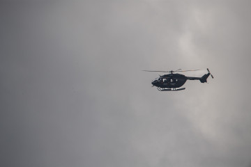 Un helicóptero de la gendarmería Real marroquí, a 14 de octubre de 2025, en Ceuta (España).