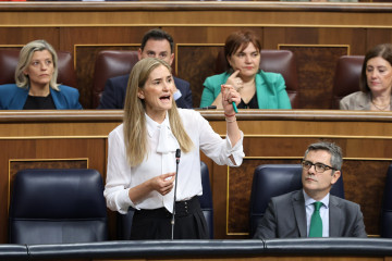 La vicepresidenta tercera y ministra para la Transición Ecológica y el Reto Demográfico, Sara Aagesen, durante una sesión de control al Gobierno, en el Congreso, a 15 de octubre de 2025, en Madrid
