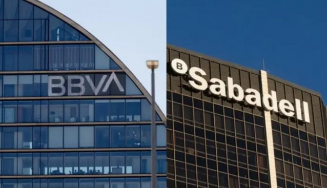 Sedes de BBVA y Banco Sabadell.