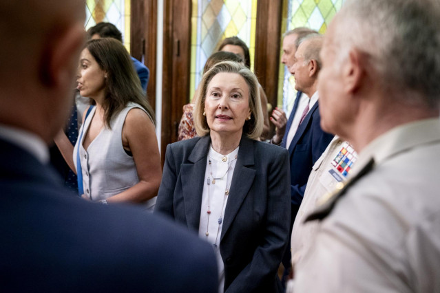 Archivo - La secretaria de Estado de Defensa, María Amparo Valcarce García, durante la jornada ‘Seguridad y Defensa ante el nuevo orden mundial’ de Europa Press, en el Auditorio CESEDEN, a 30 de junio de 2025, en Madrid (España).