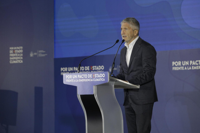 El ministro Interior, Fernando Grande Marlaska, durante la inauguración de la Convención del Pacto de Estado frente a la Emergencia Climática