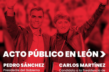 Cartel del acto del domingo 26 de octubre en el que participarán Pedro Sánchez y Carlos Martínez.