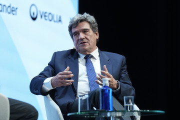 El gobernador del Banco de España, José Luis Escrivá, durante la segunda jornada del foro 'World in Progress', en el Palau de Congressos de Catalunya.