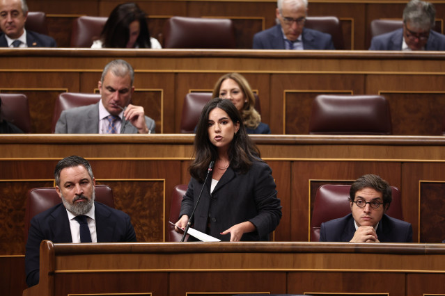 La portavoz de Vox en el Congreso, Pepa Millán, interviene durante una sesión de Control al Gobierno, en el Congreso de los Diputados.
