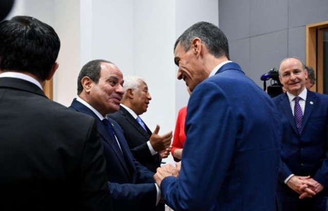 El Presidente Del Gobierno, Pedro Sánchez, Ha Participado Este Miércoles En Una Cena Informal De Líderes Con El Presidente Egipcio, Abdelfatah Al-Sisi, En El Marco De La Primera Cumbre Unión Europea-Egipto.