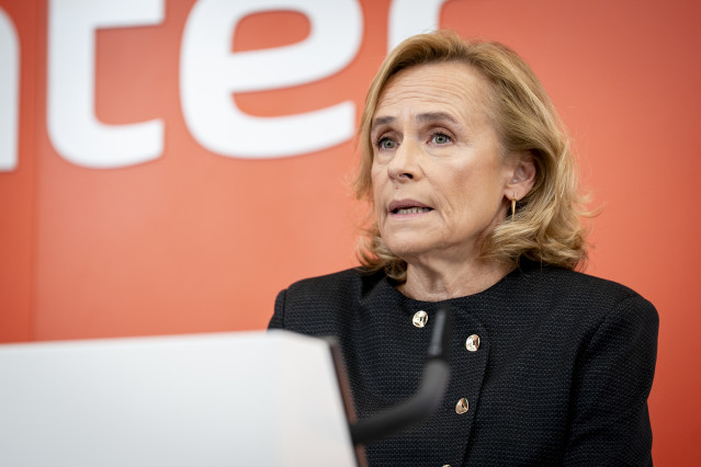 La consejera delegada de Bankinter, Gloria Ortiz, durante una rueda de prensa, en la sede de Bankinter, a 23 de octubre de 2025, en Madrid (España).
