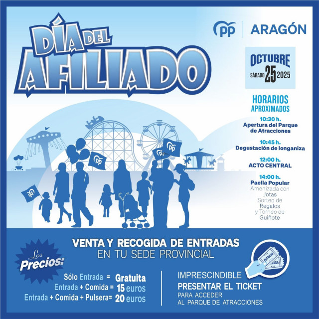 Cartel del Día del Afiliado del PP Aragón 2025.