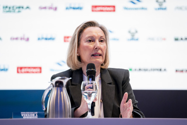 Archivo - La secretaria de Estado de Defensa, María Amparo Valcarce García, durante la jornada ‘Seguridad y Defensa ante el nuevo orden mundial’ de Europa Press, en el Auditorio CESEDEN, a 30 de junio de 2025, en Madrid (España).