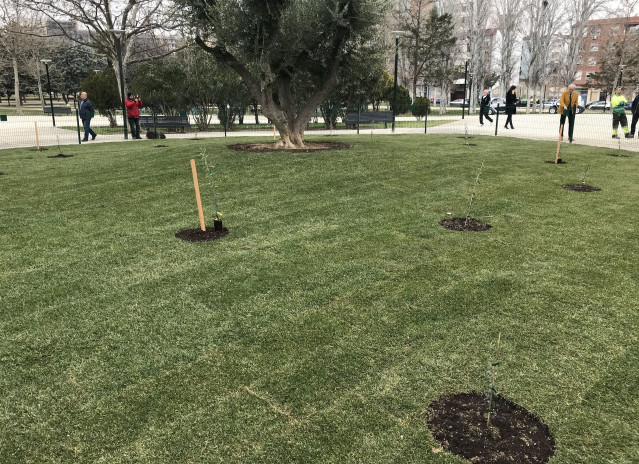Archivo - Jardín de la Paz, en el Parque de La Aljafería.