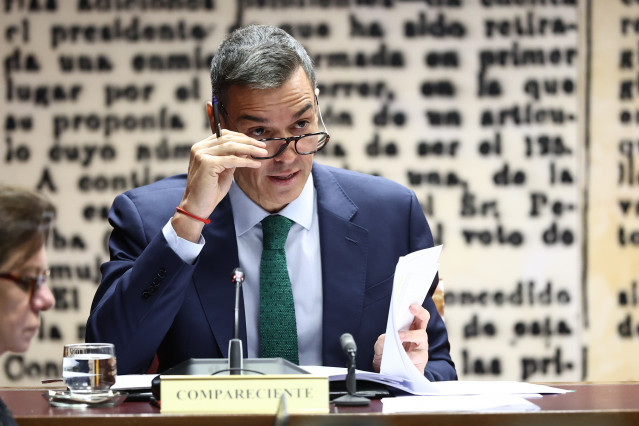 El presidente del Gobierno, Pedro Sánchez, comparece ante la Comisión de Investigación sobre el 'caso Koldo'.