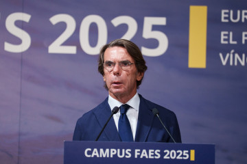 Archivo - El expresidente del Gobierno, José María Aznar, durante la clausura del Campus FAES, a 19 de septiembre de 2025, en Madrid (España).