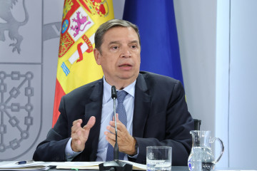 El ministro de Agricultura, Pesca y Alimentación, Luis Planas, durante una rueda de prensa posterior a la reunión del Consejo de Ministros, en el Palacio de la Moncloa, a 21 de octubre de 2025, en M