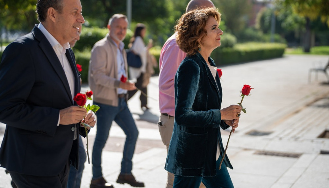 La secretaria general del PSOE-A, vicepresidenta primera del Gobierno y ministra de Hacienda, María Jesús Montero, en un acto de memoria democrática.