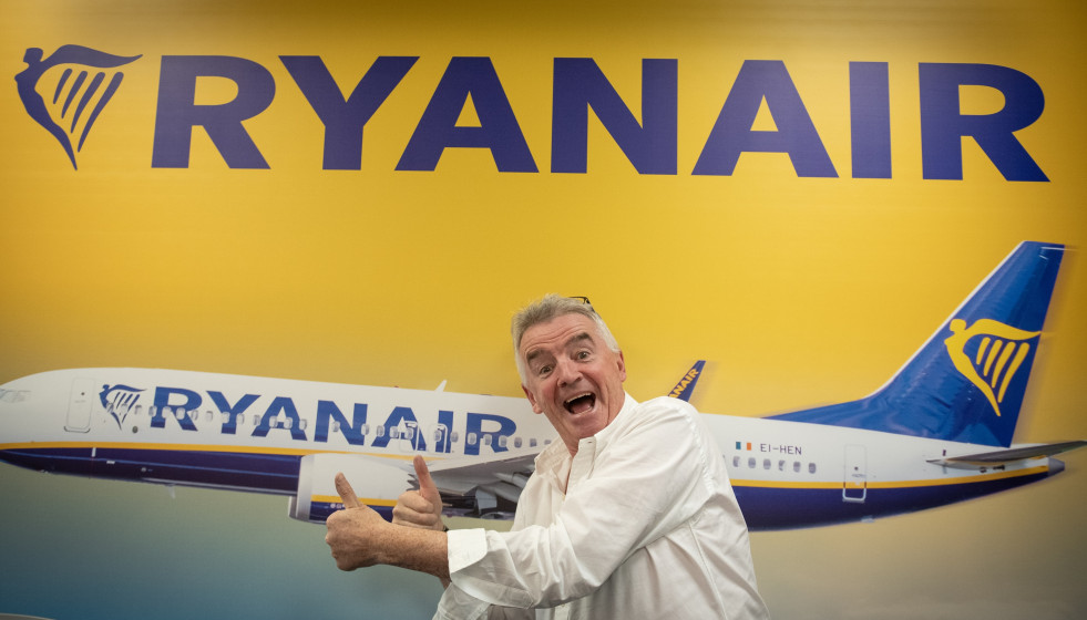 El consejero delegado de Ryanair, Michael O'Leary, ofrece una rueda de prensa en la sede de Ryanair, a 8 de octubre de 2025, en Madrid (España)